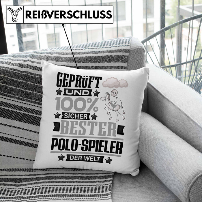 Polo-Spieler Geschenk Lustiger Spruch für Polo-Spieler Geschenkidee Bester Polo-Spieler Der WeltKissen mit Füllung 40x40 (Grau) Grau Trendation