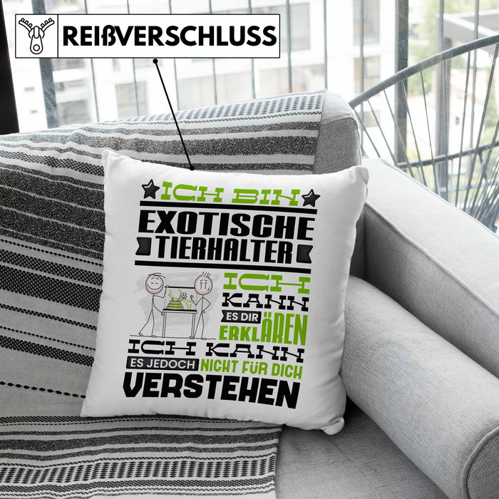 Exotische Tierhalter Geschenk Kaffee-Kissen mit Füllung 40x40 Geschenkidee für Exotische Tierhalter Ich Bin Exotische Tierhalter Ich Kann Es Dir Erklären Jedoch Nicht Für Dich Verstehen Spruch Lustig (Grau) Grün Trendation