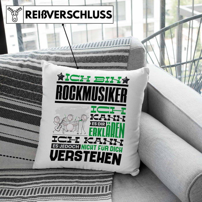 Rockmusiker Geschenk Kissen mit Füllung 40x40 Geschenkidee für Rockmusiker Geburtstag Lustig Ich Bin Rockmusiker Ich Kann Es Dir Erklären Aber Nicht Für Dich Verstehen (Grau) Grün Trendation
