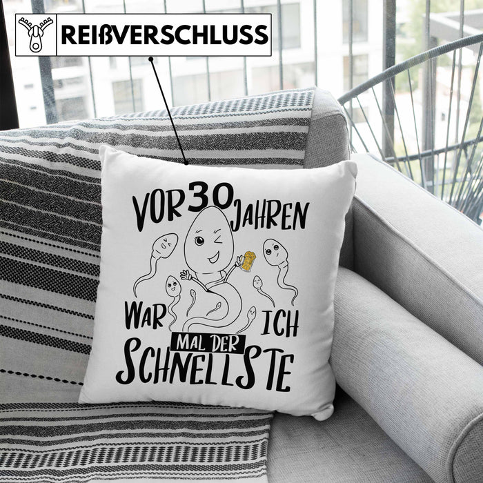 30er Geburtstag Kissen mit Füllung 40x40 Geschenk Mann Männer vor 30 Jahren War Ich Mal Der Schnellste (Grau) Blau Trendation