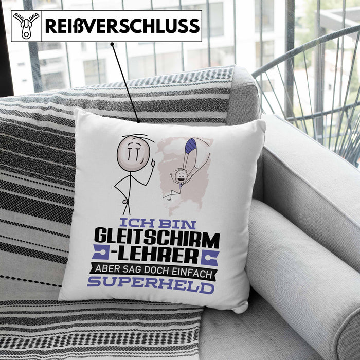 Gleitschirmlehrer Geschenk Kissen mit Füllung 40x40 Ich Bin Gleitschirmlehrer Aber Sag Doch Einfach Superheld Lustige Geschenkdiee für Gleitschirmlehrer (Grau) Rosa Trendation