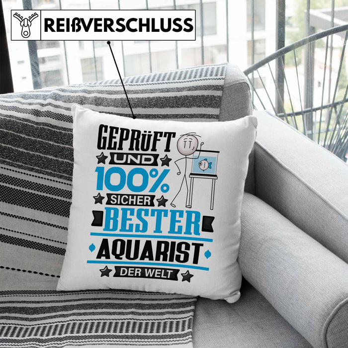 Aquarist Geschenk Lustiger Spruch für Aquarist Geschenkidee Bester Aquarist Der WeltKissen mit Füllung 40x40 (Grau) Blau Trendation