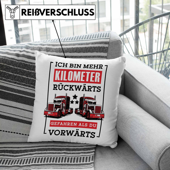 Lustige Kissen mit Füllung 40x40 LKW-Fahrer Geschenk Geschenkidee LKW Spruch (Grau) Grau Trendation
