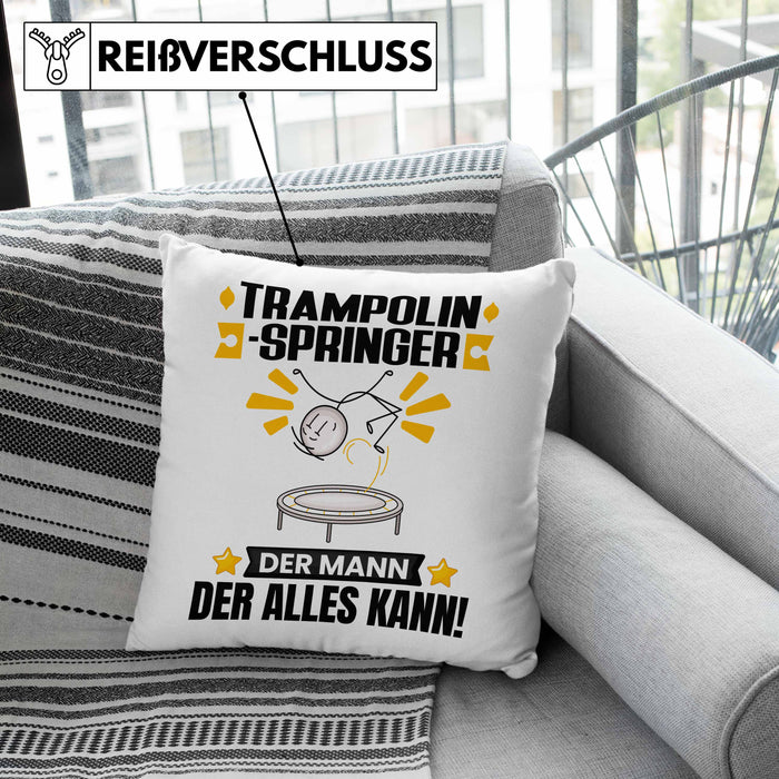 Trampolinspringer Kissen mit Füllung 40x40 Geschenk für Trampolinspringer Der Mann Der Alles Kann Geschenkidee zum Geburtstag (Grau) Grün Trendation