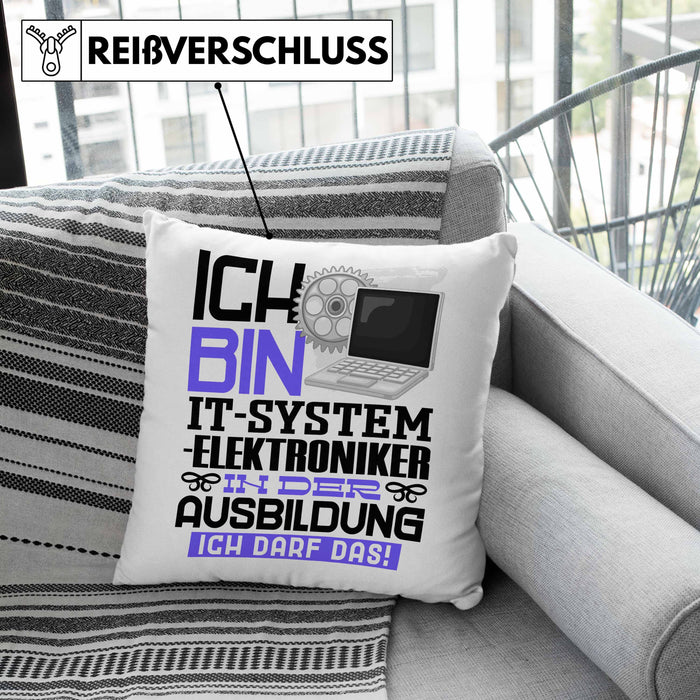 IT-Systemelektroniker Ausbildung Kissen mit Füllung 40x40 Geschenk Ich Bin IT-Systemelektroniker In Der Ausbildung Ich Darf Das Geschenkidee Spruch (Grau) Grün Trendation