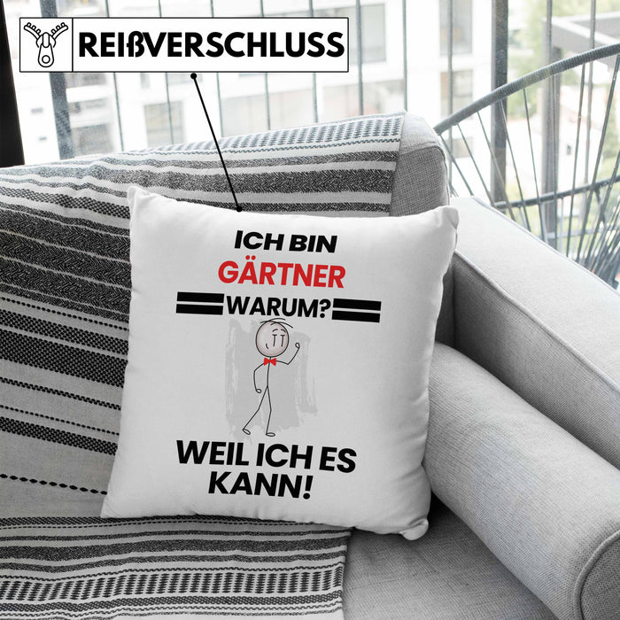 Gärtner Geschenk Kissen mit Füllung 40x40 Lustiger Spruch Ich Bin Gärtner Warum Weil Ich Es Kann Geschenkidee Bester Gärtner Geburtstag (Grau) Blau Trendation
