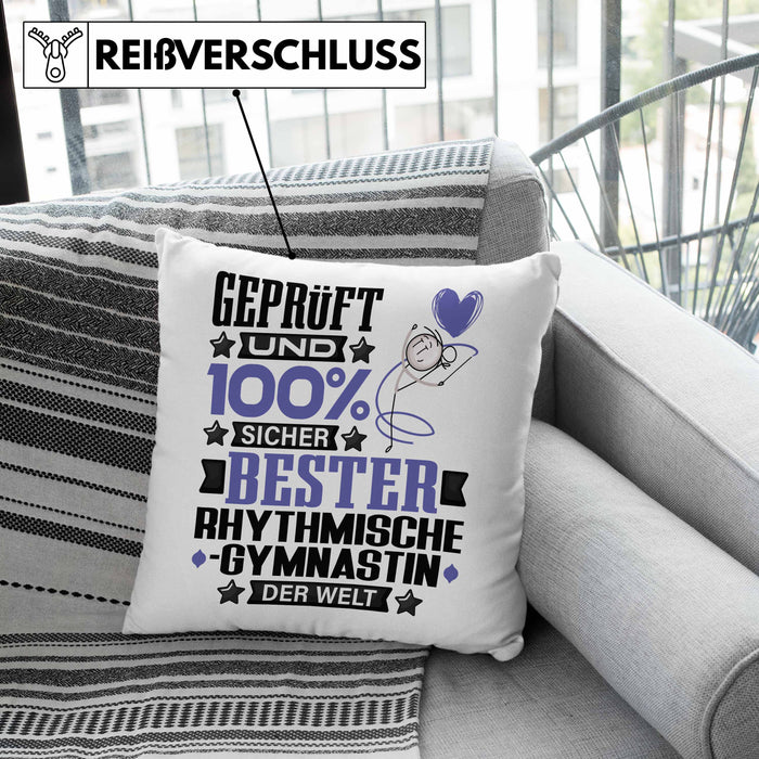 RhythmischeGymnastin Geschenk Lustiger Spruch für RhythmischeGymnastin Geschenkidee Bester RhythmischeGymnastin Der WeltKissen mit Füllung 40x40 (Grau) Grau Trendation