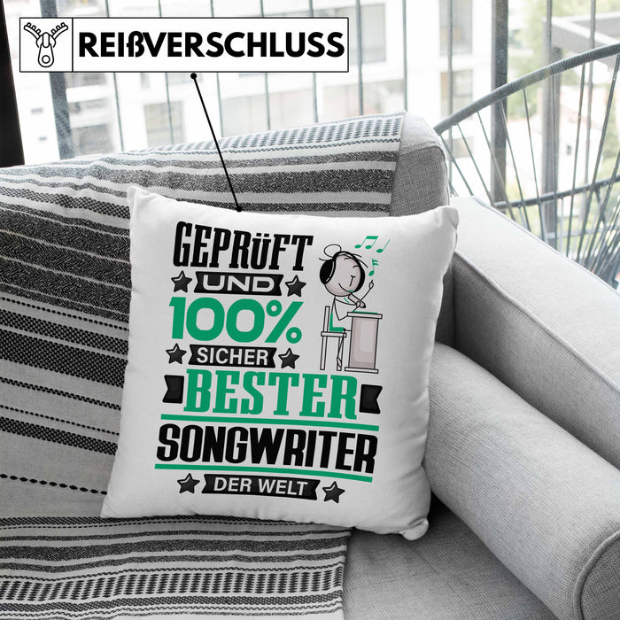 Songwriter Geschenk Lustiger Spruch für Songwriter Geschenkidee Bester Songwriter Der WeltKissen mit Füllung 40x40 (Grau) Blau Trendation