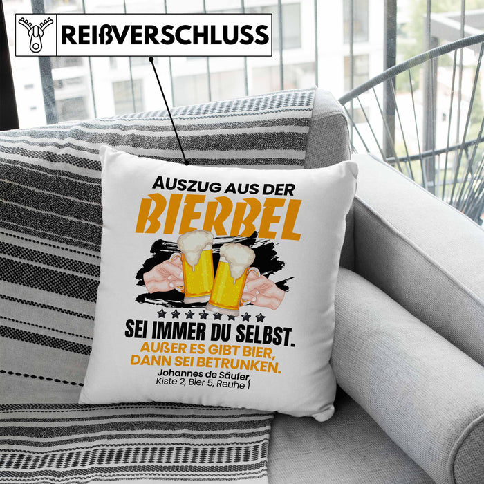 Auszug Bierbel Bier-Liebhaber Geschenkidee Kissen mit Füllung 40x40 Männer Geschenkidee Saufen (Grau) Blau Trendation
