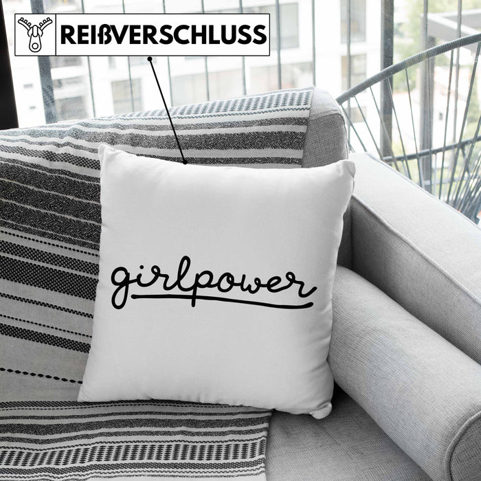 Girlpower Kissen mit Füllung 40x40 für Frauen Mädchen Geschenk (Grau) Grün Trendation