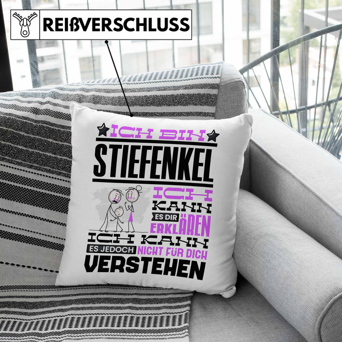 Stiefenkel Geschenk Kaffee-Kissen mit Füllung 40x40 Geschenkidee für Stiefenkel Ich Bin Stiefenkel Ich Kann Es Dir Erklären Jedoch Nicht Für Dich Verstehen Spruch Lustig (Grau) Grau Trendation