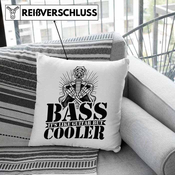 Bassist Kissen mit Füllung 40x40 Geschenk Bass-Spieler Geschenkidee Bass It's Like Guitar But Cooler (Grau) Grün Trendation