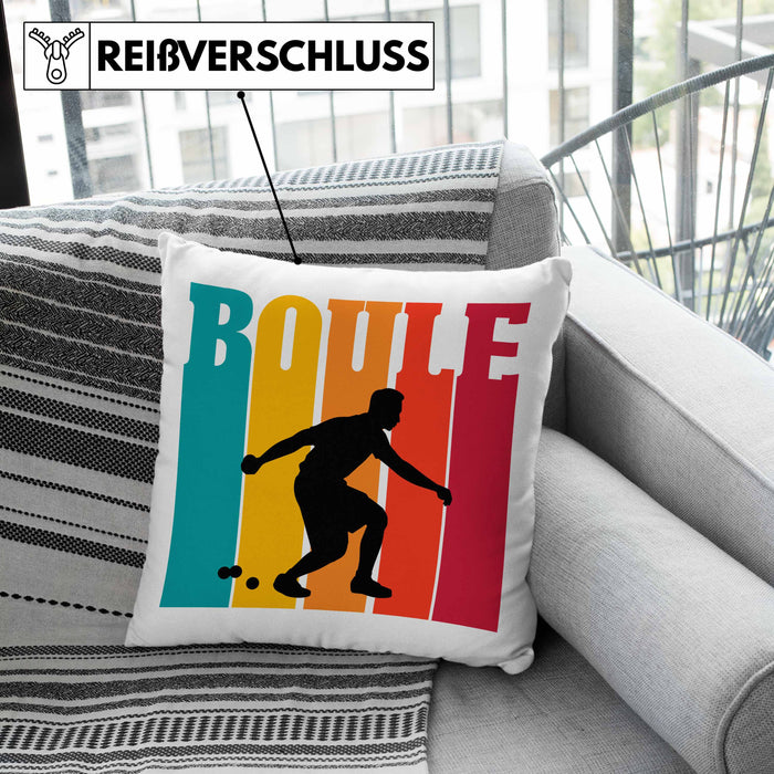 Boule Kissen mit Füllung 40x40 für Boule-Spieler als Geschenkidee Spruch (Grau) Grau Trendation