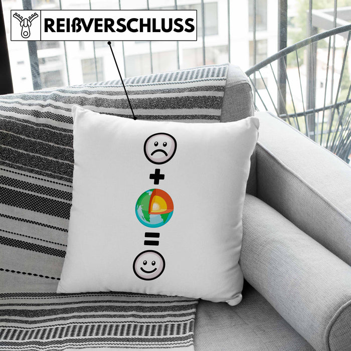 Geologe Kissen mit Füllung 40x40 Geschenk für Geologen Lustige Geschenkidee :( + Geologie = :) Geburtstag (Grau) Rosa Trendation