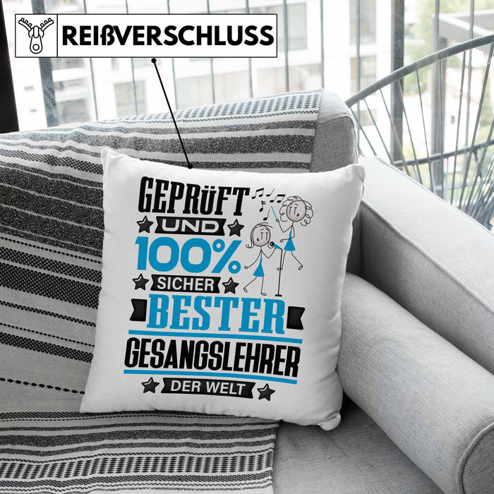 Gesangslehrer Geschenk Lustiger Spruch für Gesangslehrer Geschenkidee Bester Gesangslehrer Der WeltKissen mit Füllung 40x40 (Grau) Rosa Trendation