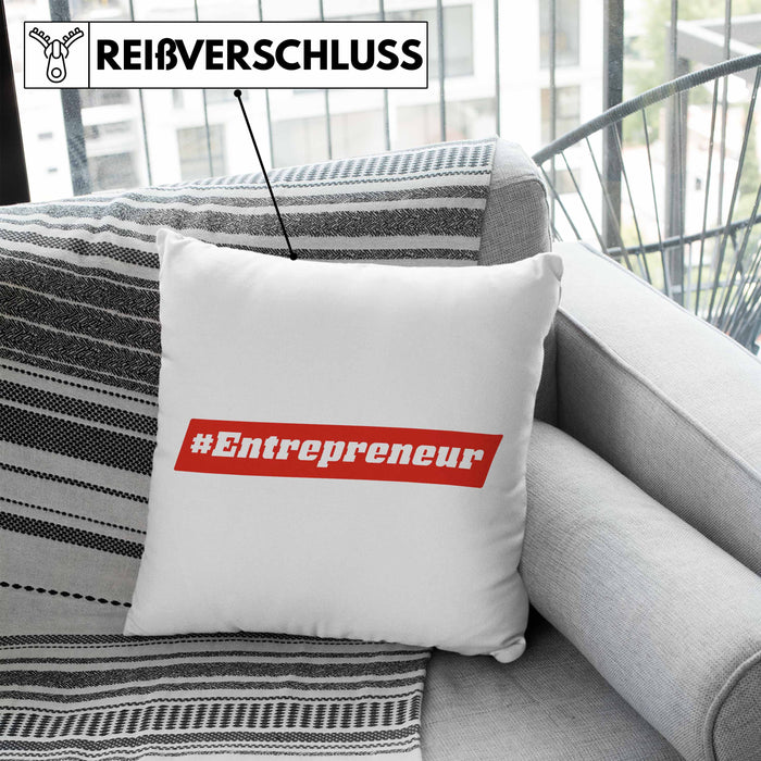 Entrepreneur Kissen mit Füllung 40x40 Entrepreneurship Geschenk Spruch Motivation (Grau) Blau Trendation