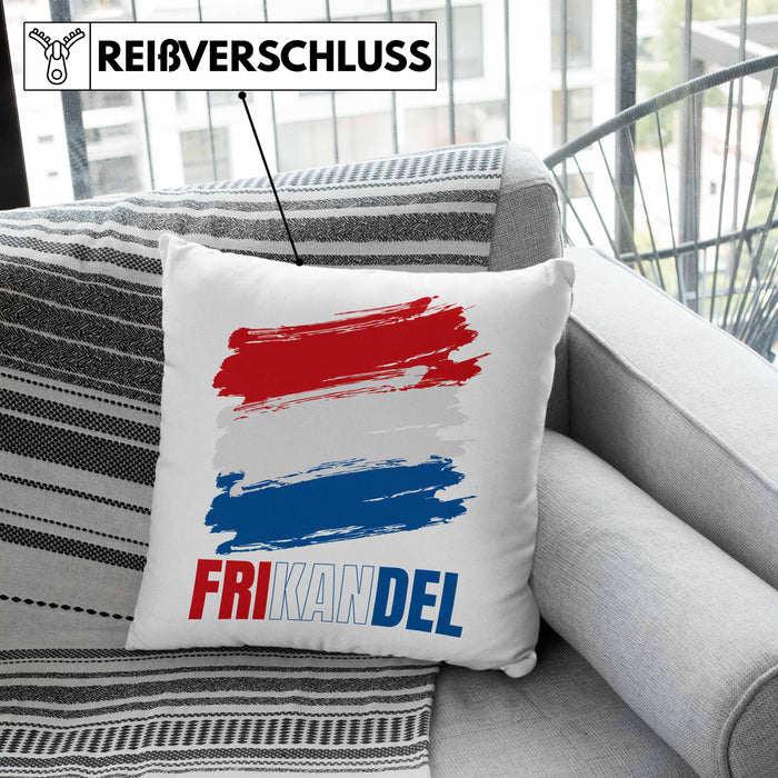 Holland Fan Kissen mit Füllung 40x40 Geschenk Holländer Frikande (Grau) Grau Trendation