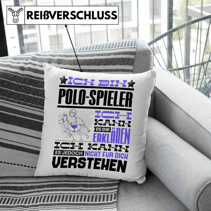 Polo-Spieler Geschenk Kaffee-Kissen mit Füllung 40x40 Geschenkidee für Polo-Spieler Ich Bin Polo-Spieler Ich Kann Es Dir Erklären Jedoch Nicht Für Dich Verstehen Spruch Lustig (Grau) Blau Trendation