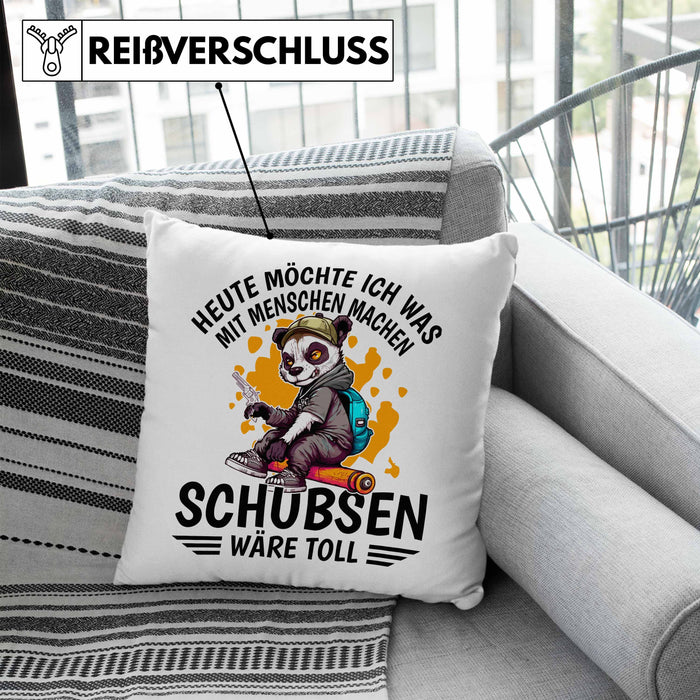 Lustige Kissen mit Füllung 40x40 Waschbär Heute Möchte Ich Was Mit Menschen Machen Schubsen Wäre Toll Sarkasmus Ironier Humor (Grau) Blau Trendation