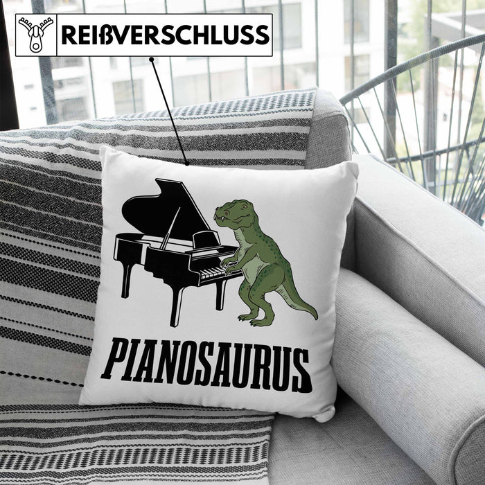 Pinaosaurus Piano-Spieler Kissen mit Füllung 40x40 Geschenk Klavier (Grau) Blau Trendation