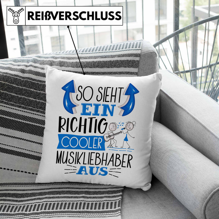 So Sieht Ein Richtig Cooler Musikliebhaber Aus Geschenk Kissen mit Füllung 40x40 Lustiger Spruch Geschenkidee (Grau) Grün Trendation