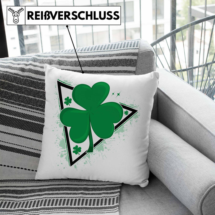 St Patricks Day Kissen mit Füllung 40x40 Kleeblatt Irisch Irland Geschenkidee (Grau) Blau Trendation