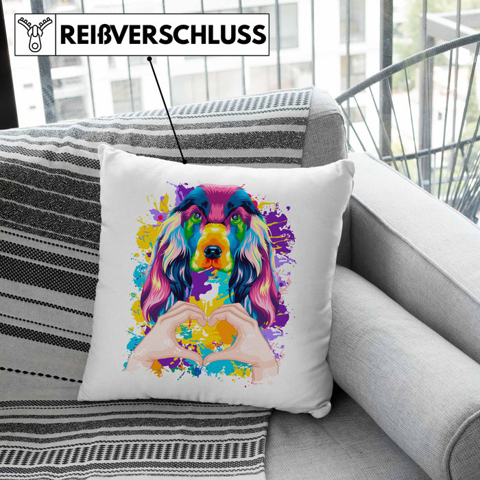 Cocker Spaniel Besitzer Farbe Love Kissen mit Füllung 40x40 Geschenk Lustiger Spruch Geschenkidee Cocker Spaniel Besitzerin (Grau) Rosa Trendation