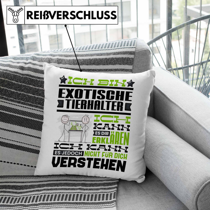 Exotische Tierhalter Geschenk Kaffee-Kissen mit Füllung 40x40 Geschenkidee für Exotische Tierhalter Ich Bin Exotische Tierhalter Ich Kann Es Dir Erklären Jedoch Nicht Für Dich Verstehen Spruch Lustig (Grau) Blau Trendation