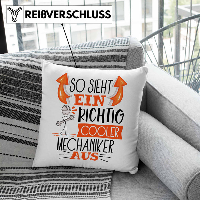 Mechaniker Kissen mit Füllung 40x40 Geschenk So Sieht Ein RIchtig Cooler Mechaniker Aus Geschenkidee Lustiger Spruch Geburtstag (Grau) Grau Trendation