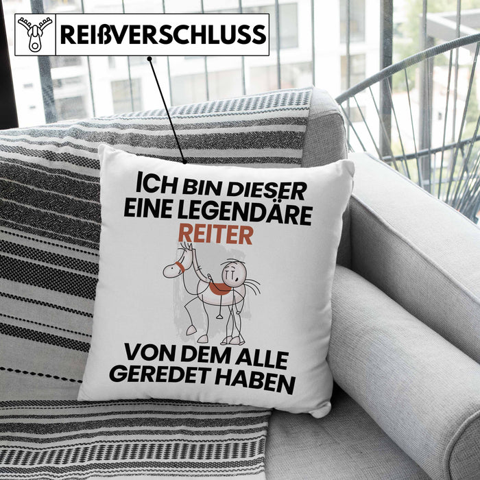 Reiter Geschenk Kissen mit Füllung 40x40 Lustige Geschenkidee Geburtstag für Reiter Ich Bin Dieser Legendäre Reiter Von Dem Alle Geredet Haben (Grau) Grün Trendation