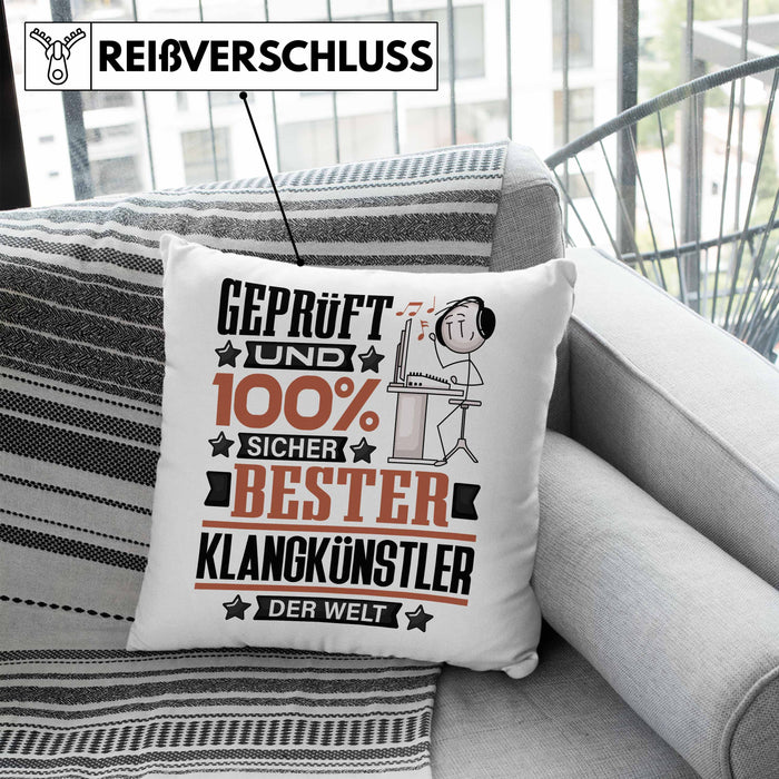 Klangkünstler Geschenk Lustiger Spruch für Klangkünstler Geschenkidee Bester Klangkünstler Der WeltKissen mit Füllung 40x40 (Grau) Blau Trendation