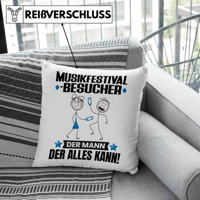 Musikfestival-Besucher Kissen mit Füllung 40x40 Geschenk für Musikfestival-Besucher Der Mann Der Alles Kann Geschenkidee zum Geburtstag (Grau) Grau Trendation