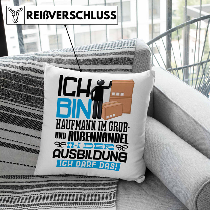 Kaufmann im Groß- und Außenhandel Ausbildung Kissen mit Füllung 40x40 Geschenk Ich Bin Kaufmann im Groß- und Außenhandel In Der Ausbildung Ich Darf Das Geschenkidee Spruch (Grau) Grün Trendation
