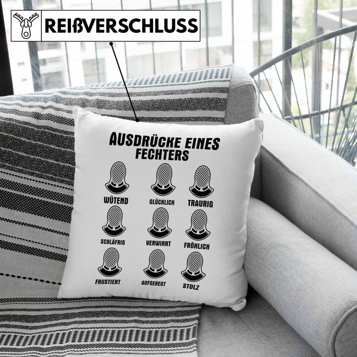 Fechter Geschenk Kissen mit Füllung 40x40 Geschenkidee Fechten Ausdrücke Eines Fechters Lustiger Spruch (Grau) Rosa Trendation