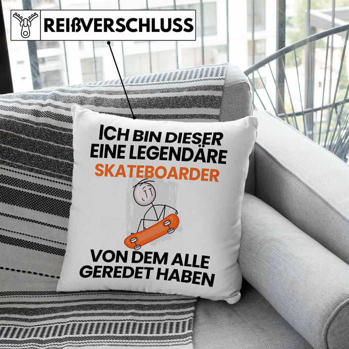 Skateboarder Geschenk Kissen mit Füllung 40x40 Lustige Geschenkidee Geburtstag für Skateboarder Ich Bin Dieser Legendäre Skateboarder Von Dem Alle Geredet Haben (Grau) Grün Trendation