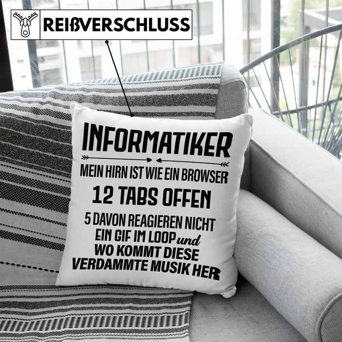 Informatiker Kissen mit Füllung 40x40 Geschenk Programmierer Gadget Lustig Geschenkidee Männer Zubehör Informatiklehrer IT Programmierer (Grau) Blau Trendation