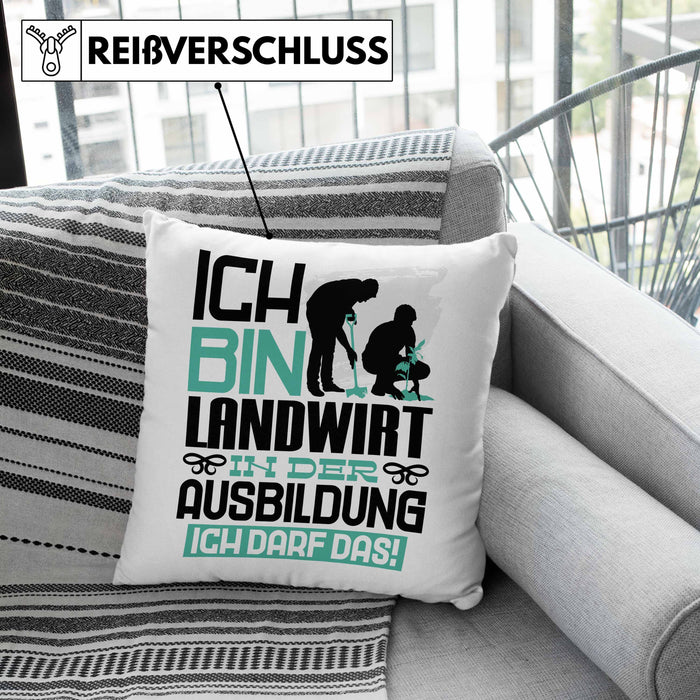 Landwirt Ausbildung Kissen mit Füllung 40x40 Geschenk Ich Bin Landwirt In Der Ausbildung Ich Darf Das Geschenkidee Spruch (Grau) Grün Trendation