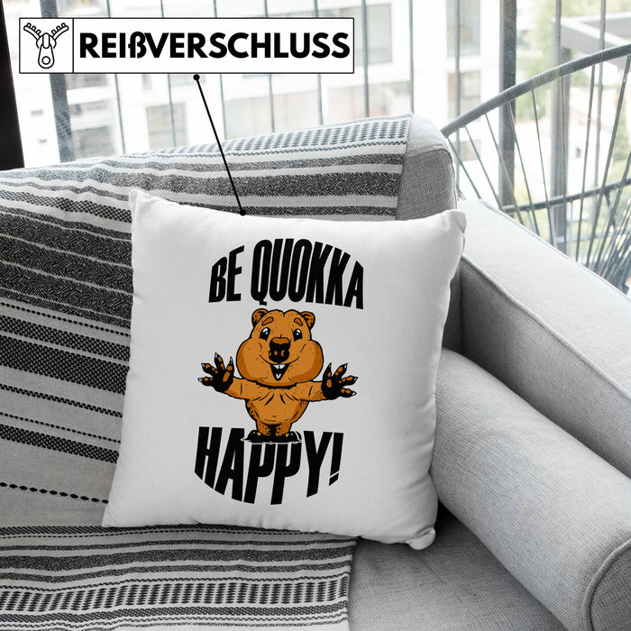 Lustige Kissen mit Füllung 40x40 Quokka-Motiv Geschenk für Quokka Liebhaber Be Quokka Happy (Grau) Grau Trendation