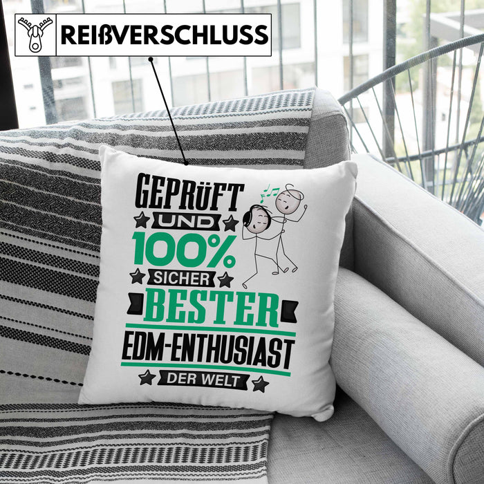 EDM-Enthusiast Geschenk Lustiger Spruch für EDM-Enthusiast Geschenkidee Bester EDM-Enthusiast Der WeltKissen mit Füllung 40x40 (Grau) Rosa Trendation