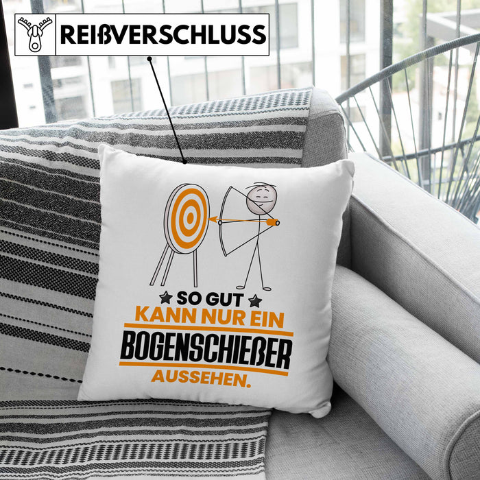 Bogenschießer Geschenk Kissen mit Füllung 40x40 So Gut Kann Nur Ein Bogenschießer Aussehen Geschenkidee (Grau) Grün Trendation