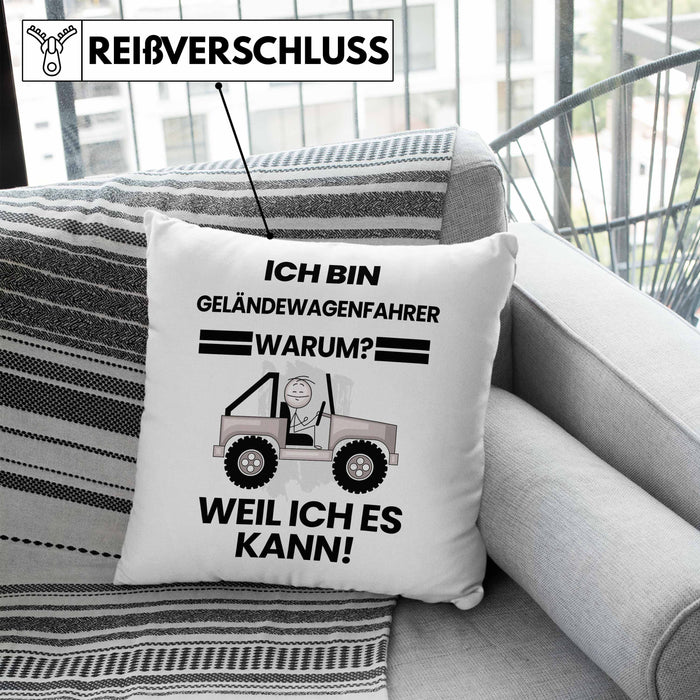 Geländewagenfahrer Geschenk Kissen mit Füllung 40x40 Lustiger Spruch Ich Bin Geländewagenfahrer Warum Weil Ich Es Kann Geschenkidee Bester Geländewagenfahrer Geburtstag (Grau) Blau Trendation