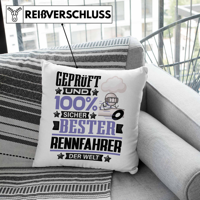 Rennfahrer Geschenk Lustiger Spruch für Rennfahrer Geschenkidee Bester Rennfahrer Der WeltKissen mit Füllung 40x40 (Grau) Grau Trendation