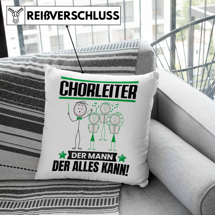 Chorleiter Kissen mit Füllung 40x40 Geschenk für Chorleiter Der Mann Der Alles Kann Geschenkidee zum Geburtstag (Grau) Grün Trendation