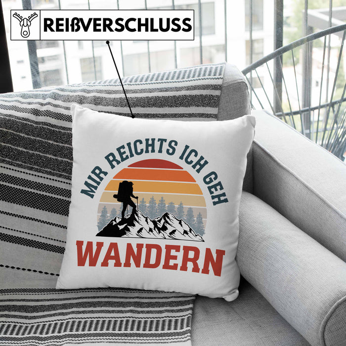 Mir Reichts Ich Geh Wandern Kissen mit Füllung 40x40 Geschenk Wander Kaffee Lustiger Spruch (Grau) Grün Trendation