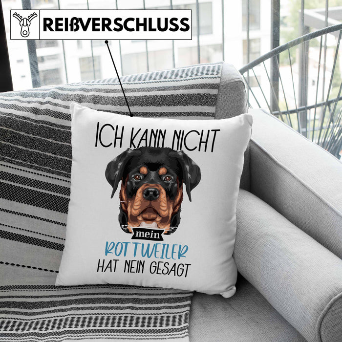 Rottweiler Besitzer Kissen mit Füllung 40x40 Geschenk Lustiger Spruch Geschenkidee Ich Kann Nicht Mein Rottweiler Hat Nein Gesagt (Grau) Grün Trendation