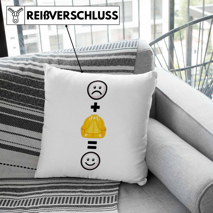 Baustelle Kissen mit Füllung 40x40 Geschenkidee für Bauarbeiter Geburtstag Lustiges Geschenk :( + Sicherheitshelm = :) (Grau) Rosa Trendation