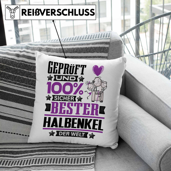 Halbenkel Geschenk Lustiger Spruch für Halbenkel Geschenkidee Bester Halbenkel Der WeltKissen mit Füllung 40x40 (Grau) Rosa Trendation