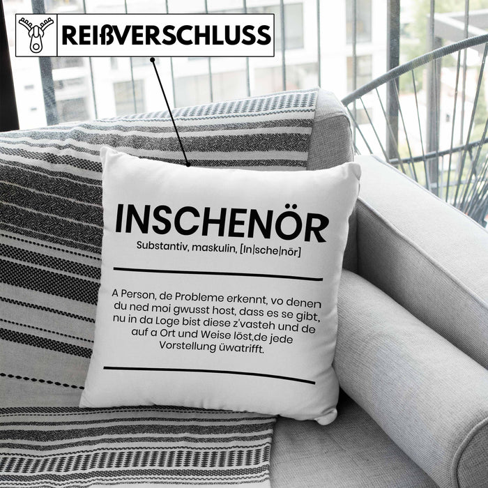 Ingenieur Kissen mit Füllung 40x40 Geschenk Ineschenör Geschenkidee Sprüche Ingenieurswesen Geschenkidee Definition (Grau) Blau Trendation