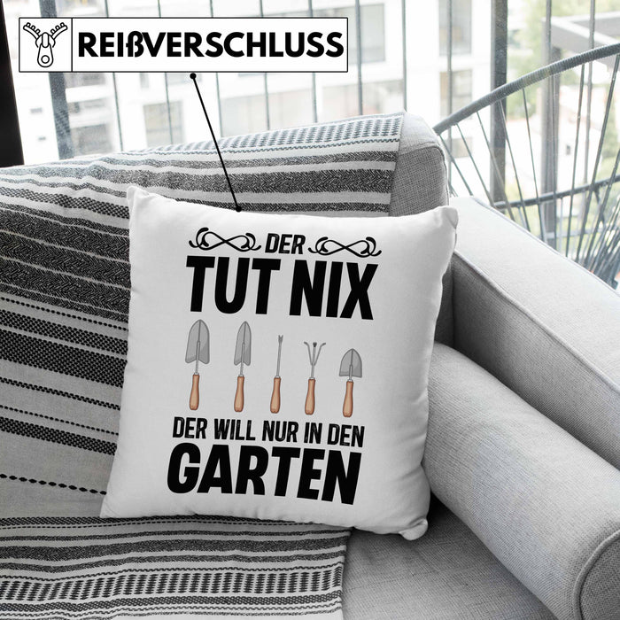 Der Tut Nix Gärtner Kissen mit Füllung 40x40 mit Spruch Garten Hobbygärtner Geschenk Lustig (Grau) Grau Trendation