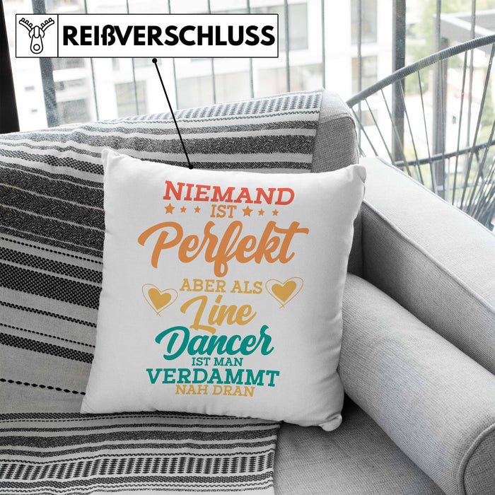 Lustige Line Dance Kissen mit Füllung 40x40 - Tolles Geschenk für Line Dance Enthusiasten "Niemand Ist toll Aber Als Lincedancer" (Grau) Blau Trendation